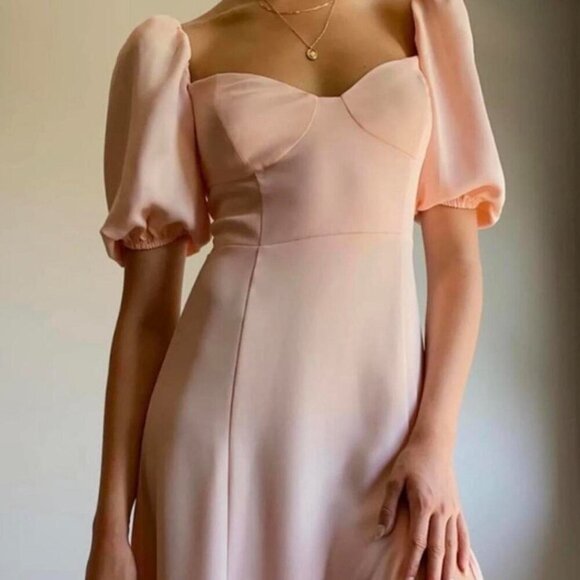 Aritzia Wilfred Novella Midi Dress Soft Pink Blush Size 0 - Picture 2 of 11